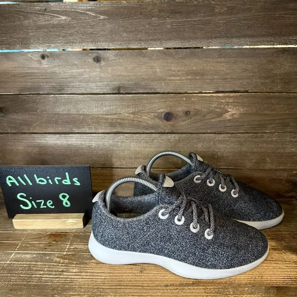 Womens Allbirds‎ Wool Runners Gray Athletic Comfort Sneakers Shoes Size 8 M GUC